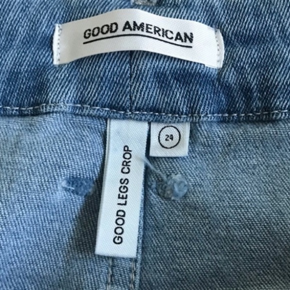 Good American Plus Size 24 Cropped Skinny Raw Hem Striped Stretch Jeans new - Picture 6 of 8